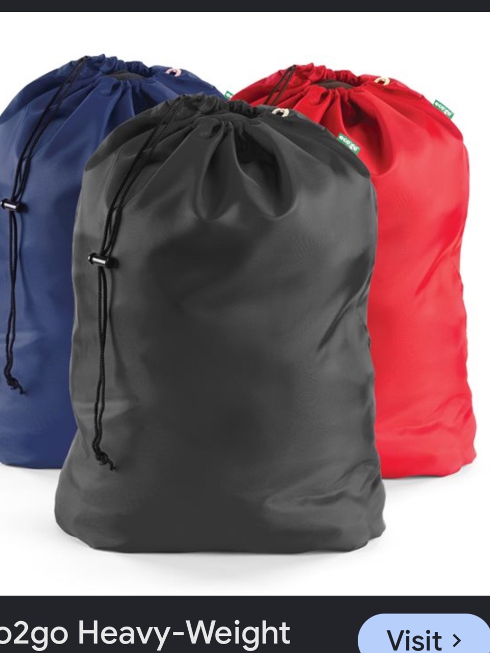 Free w bundle ecogo reusable heavy duty drawstring laundry bag padded strap 28”